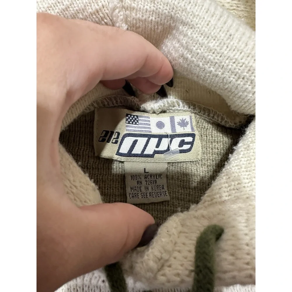 212 NYC Vintage‎ Y2K Green Cream Pullover Sweater L Large  Streetwear